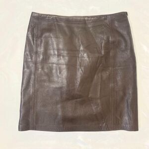 VTG Made in Canada Chocolate Brown 100% Genuine Leather Skirt 8 / M
